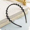 Teppylony 2 Pcs Women's Lady Black Elastic Plastic Hairband Wavy