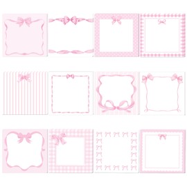 Pink Bow Pattern Sticky Notes 240pcs Adhesive Sticky Stickers DIY for Office School Notepad Memo Pads Supplies, 3 * 3inch