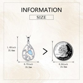 AXELUNA Sea Turtle Necklace Sterling Silver Summer Wave Ocean Hawaii Beach Necklace Teardrop Ocean Jewelry for Women