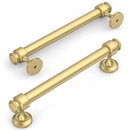 Amerdeco 10 Pack Brushed Gold Cabinet Pulls 5 Inch Hole Centers Cabinet Handles for Kitchen Cabinet Hardware,Cabinet Handles for Bathroom Drawer Handles IH0007