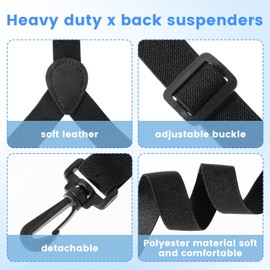 Aster Black Suspenders Men 3 Swivel Hooks Hidden Suspenders Adjustable Straps Men's Suspenders for Jeans, Formal Pants, Shorts