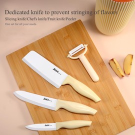 Kitchen Knife Set, 6-Pieces Luxury Wooden Coating Knife Set, Light Wood Grain Handle, Stainless Steel Non-stick Non-slip l Sharp Blade Chef Knife Set with Cylindrical Knife Block for Gift(Purple)