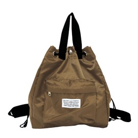 Zip Corporation 85739 Backpack & Drawstring Pouch, 2-Way, Simple, Stylish, Adult, Women's, Small, Lightweight, Nylon, Dark Brown