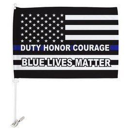Trump Flag Honor Live Car Flags Pack + Blue Star Banner Military Veterans Armed Forces Memorial Vehicle Auto Window Decor Bandera Outdoor Pole Accessories, Made in USA