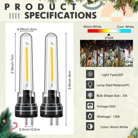 Rossesay 12 Pcs S14 Bulbs for Outdoor String Lights 1.5 W LED String Light Bulbs with 2 Prongs 2700k 120v Waterproof S14 LED Replacement Accessories for Outdoor Patio, Warm White (Black)