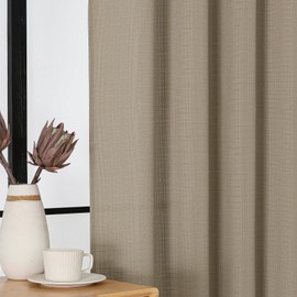 WelvetBLK Valance Curtains 18 Inch Length 1 Piece, Soft Airy Faux Linen Solid Small Kitchen Window Curtains for Bathroom Basement, Modern Rod Pocket Design, 1 Pcs, Camel, Each 60Wx18L Inch