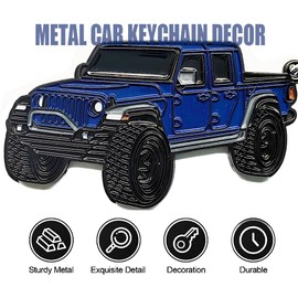 HINSCR Double-Sided Car Metal Keychain for Jee p Gladiator, Blue Enamel Key Ring Car Keys Accessory(Blue)