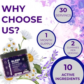 Sleep Gummies | 5-HTP | Zzz Blend ™ Formula for a Restful Night’s Sleep| L-Theanine | Magnesium | Glycine | Chamomile | Lemon Balm | Chamomile | Valeria | Lavender