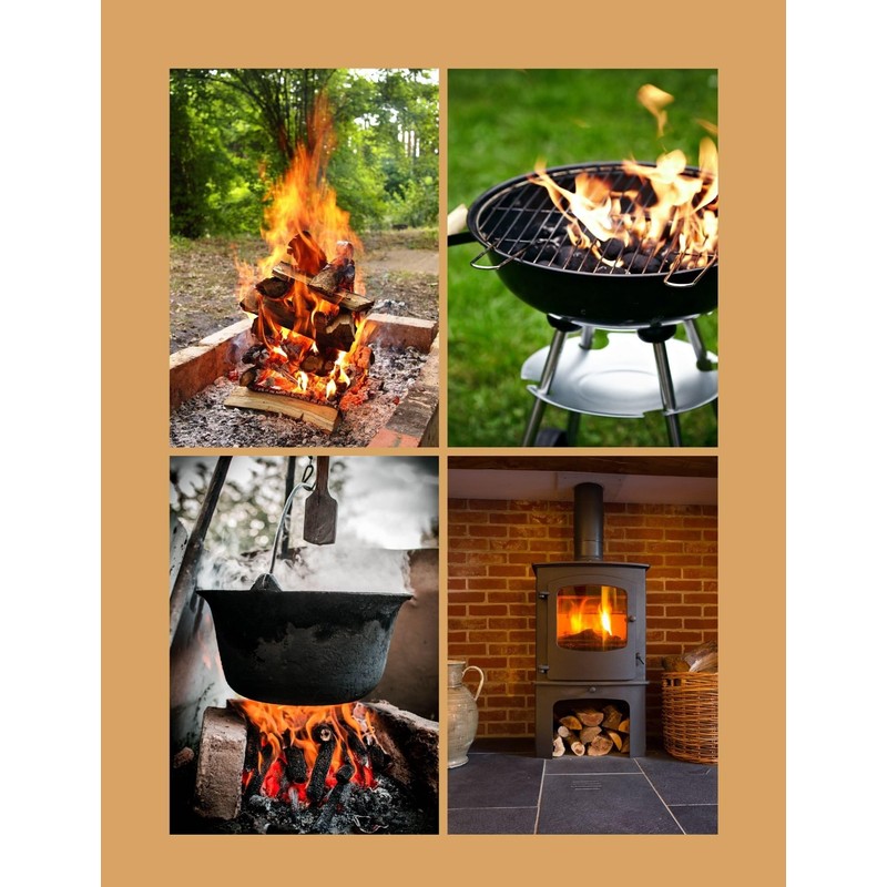 ABAZO Pack of 16 Ecological Firelighters for Charcoal Fireplaces, Kindling,