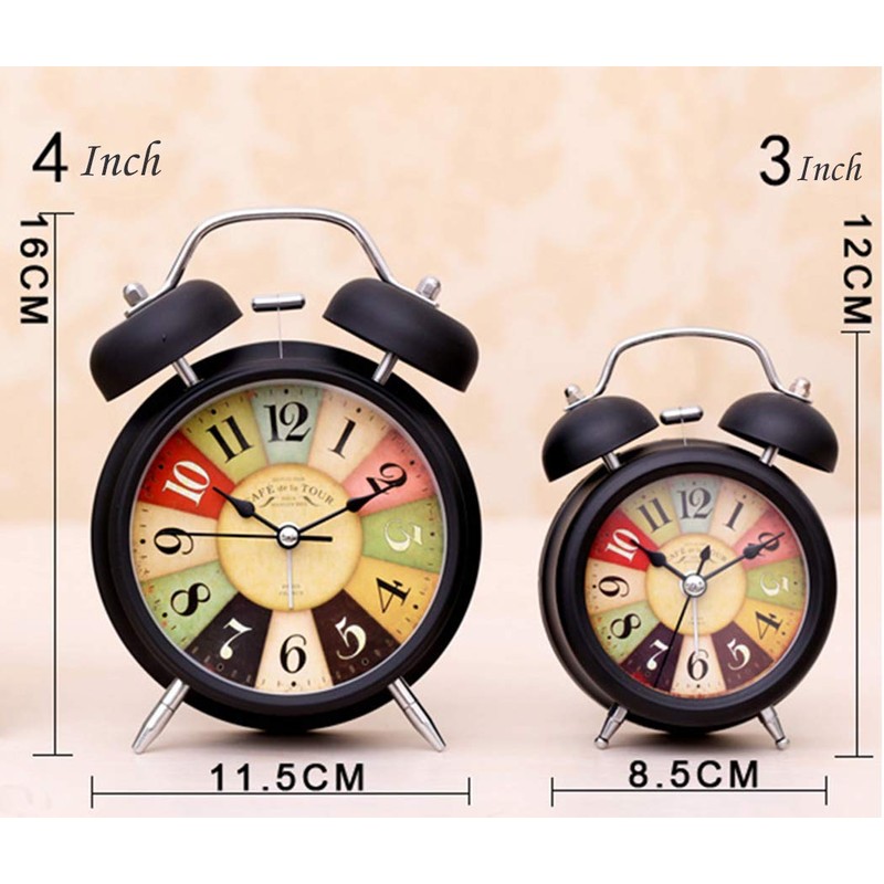 SWHONG Old Alarm Clock Fashioned Bedside Quartz Alarm Clock with