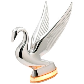GG Grand General 47981 Chrome Swan Hood Ornament with Amber/Clear 6 LED Glow Base