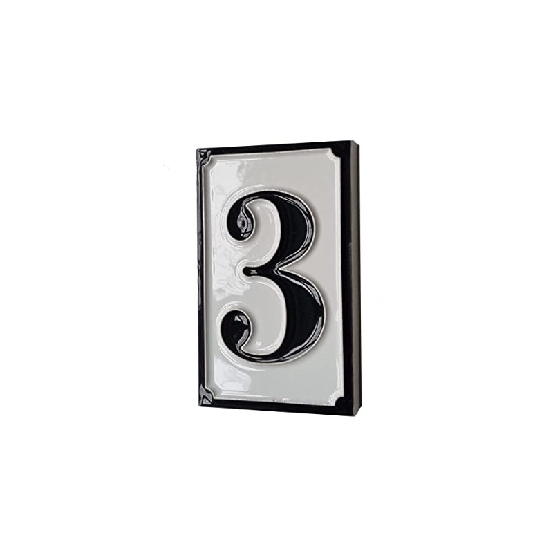 Hand-painted Italian-styled Black and White Ceramic Custom House Address Numbers