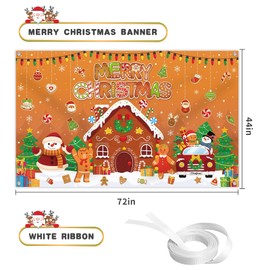 YQUQWN Christmas Gingerbread Backdrop 72×44 Inch Christmas Backdrop Candy Decorations, Gingerbread Christmas Decorations Party Decor Banner, Christmas Wall Cover for Photography Photo Booth Props