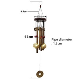 Lucky Wind Chimes, Vintage Metal Hanging Wind Bell Outdoor Good Luck Hanging Charm with Coin for Garden Home Patio Yard (Wooden commemoration)