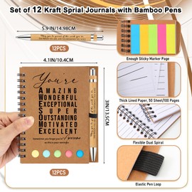 Jetec 12 Sets Team Appreciation Gifts for Employee Bulk Inspirational Spiral Notebooks with Notes and Ballpoint Pens Thank You Gifts for Christmas Holiday Coworkers Staff Team Member (Amazing)