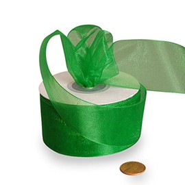 3/8" X 25 Yards Emerald Green Shimmer Sheer Organza Ribbon