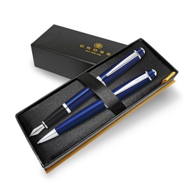 Cross Bailey Fountain Pen and Ballpoint Pen Set - Premium Box - Choose Colour - Gift for Christmas Luxury Pens (Blue)