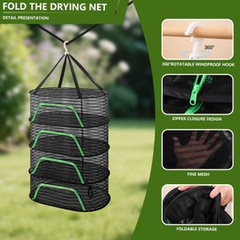 dellyy Frockennetz Kräuter 4-Lagiges, Kräutertrockner Hängend, Klappbar Trocknen Netz, Aufhängen Trockennetze Zum, Klappbar Trocknungsnetz, Aufhängen Trockengestell, Drying Net für Blumen, Früchte