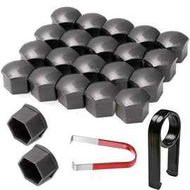 Gebildet 22pcs 21 mm Universal Plastic Wheel Nut Caps Car Nut Covers Bolt Hub Caps with Removal Hook (Grey)