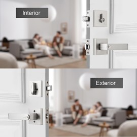 NCL 3 Pack Keyed Entry Door Lever with Single Cylinder Deadbolt, Keyed Different Heavy Duty Combination Set, Satin Nickel Exterior Door Lock Set for Front Door