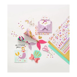 folia 49102 Craft Pad "Glitter Everywhere" with 27 Sheets of Craft Paper in the Format 24 x 34 cm, with Printed Photo Cardboard, Coloured Paper, Glitter Paper, Pre-Drawn Shapes and Stickers