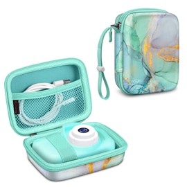 Fintie Kids Camera Case Compatible with Goopow/Seckton/Dylanto/Mgaolo/Masterbee/CIMELR/Desuccus Kids Camera Toys, Children Digital Video Camera Carrying Bag, Birthday Festival Gift, Emerald Marble
