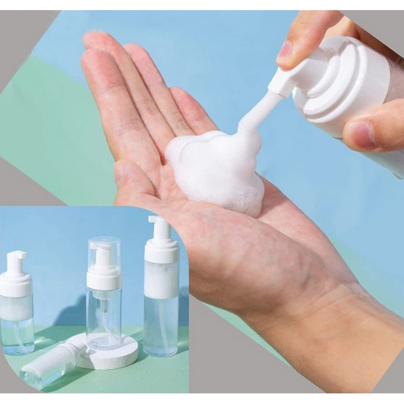 3 x Empty Foam Pump Bottle 100ml Clear Plastic Refillable