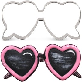 LILIAO Heart Shape Sunglasses Cookie Cutter Summer Beach Fondant Biscuit Cutter - 4.52 x 2.02 inch - Stainless Steel