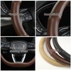 Cxtiy D Shaped Steering Wheel Cover, Genuine Leather Flat Bottom