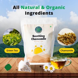 Chamomile Green Tea Bags (25 Pyramid Tea Bags) - Soothing Floral Sweet Tea, Chamomile Tea for Relaxation, Smooth and Aromatic Blend 100% Natural Ingredients EURO LEAF