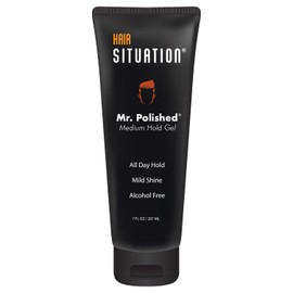 Hair Situation Medium Hold Hair Styling Gel Mr. Polished, Alcohol-Free, Anti-Frizz, No-Flaking, All Day Hold, Low Shine, Made with Vitamins to Strengthen and Volumize Hair, For all Hair Types 7 Fl Oz