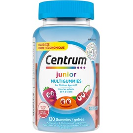 Centrum Junior Multigummies, Multivitamins, Gummies Kids Multivitamin, Gluten-Free, Orange, Cherry & Berry Flavours, Mineral Supplement,120 Count