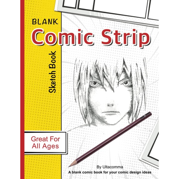 Blank Comic Strip Sketch Book: Blank cartoon drawing book with