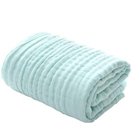 BWinka Super Soft 6 Layers Muslin Cotton Newborn Baby/Kids Bath Towels White Also for Baby Blanket(105x105cm) (Green)