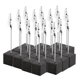 Pack of 20 Photo Holders with Clips, Postcard Holder, Photo Stand, Photo Stand, Note Holder, Memo Clip Holder with Crocodile Clip and Card Holder, Wooden Cube Place Card Holder for Pictures