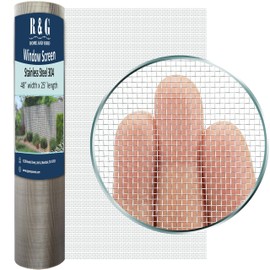 48" X 25' Stainless Steel 304 Pet Proof Screen Mesh, R & G HOME AND YARD Heavy Duty Insect Screen for Window Screen/Door Screen/Patio Screen Replacement - 18 Mesh .009" Diameter Wire