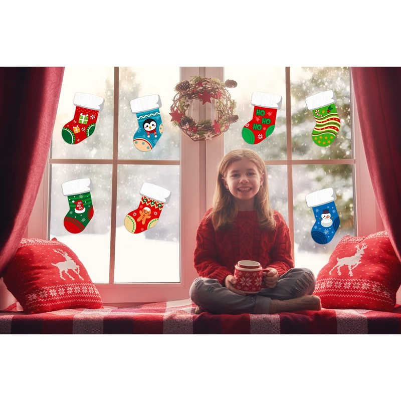 SICOHOME Christmas Cut-Outs for Classroom 4"x6" Assorted Xmas Stocking Cut-Outs