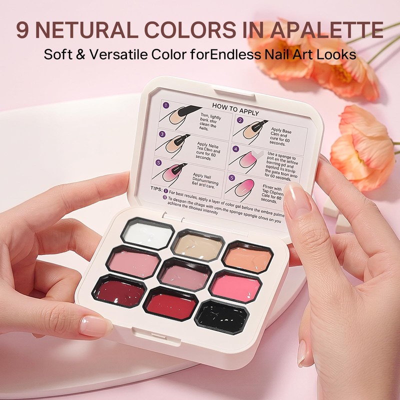 9 Neutral Colors Patting Gel Polish Palette for Ombre Nail