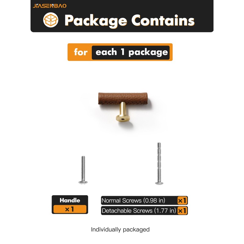 JIASENBAO Brown Leather Drawer Pulls 5 Pack T Leather Dresser