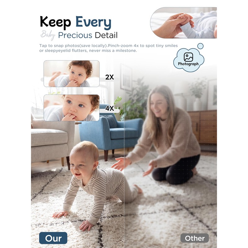 Baby Monitor with Camera and Audio & Crib Clip, No