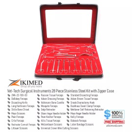 zikimed Vet-Tech Surgical Instrument 28-pcs Stainless Steel Kit with Case