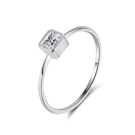 SILBERTALE 925 Sterling Silver Cubic Zirconia Rings for Women Square Round CZ Rings, Cubic Zirconia