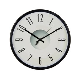 Tempus Contemporary Wall Clock with Designer Face and Silent Sweep Quiet Movement, 11.75", Black