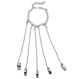 Prasacco Retro Punk Ring Bracelet, Vintage Gothic Chain Ring Bracelet, Adjustable Open Ring with Chain, Silver Stainless Steel Slave Bracelet for Men and Women