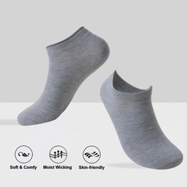 FITDON 6 Pairs Trainer Socks for Women and Men, Non Slip Ankle Socks Low Cut Cotton Liner Socks, Gray