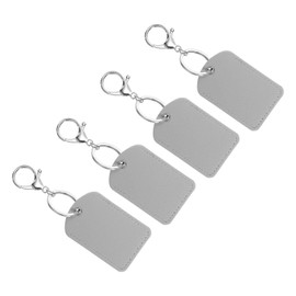 [PATIKIL] Leather Key Chain PU Leather Keychain with Key Ring Keychain Holder for Key ID Key Card, gray