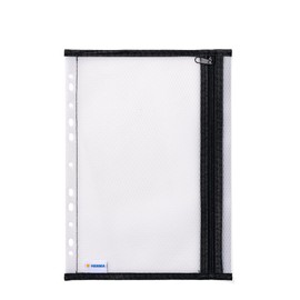 HERMA HERMA Dokumententasche A4 zum Abheften mit Reißverschluss, wasserdichte Reißverschlusstasche, verschließbare und gelochte Dokumentenmappe aus Kunstoff mit Zipper, halb-transparent, 32 x 23 cm
