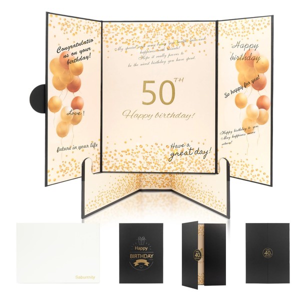 Saburrnity 50th Birthday Signature Book, Black and Gold Party Decorations