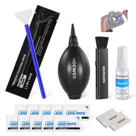 NEEWER 16 in 1 Reinigungsset für Kameraobjektive, 1x Bürste + 1x Blasebalg + 1x Reinigungstupfer für 24mm Vollformatsensoren + 1x Reinigungsspray + 2X Reinigungstuch + 10x Linsen Feuchttücher, HM-44