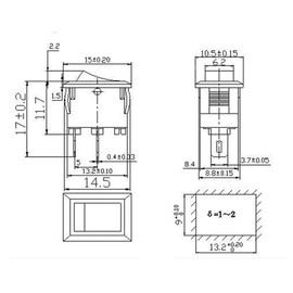 Mini Rocker Switch, Built-in Rocker Switch, Toggle Switch, Device Switch, 250 V 3 A AC/DC, (6 V 9 V 12 V 24 V 125 V) Black Rectangular 9 x 13 mm, 2 Pole On/Off